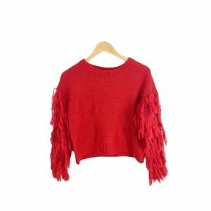 CLOSET CLOSING Love By Design Red Crewneck Fringe Sweater